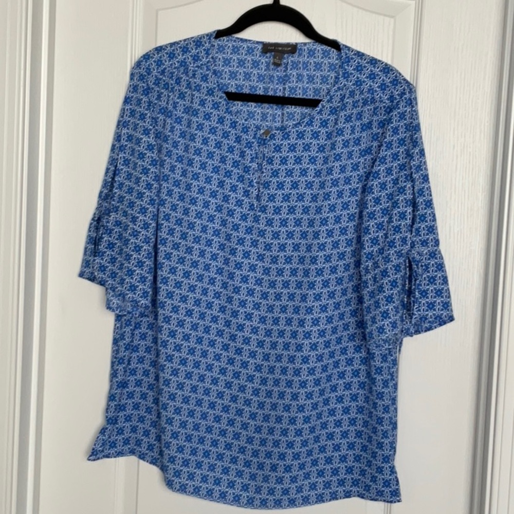 The Limited Blue Boxy 3/4 Sleeve Blouse
